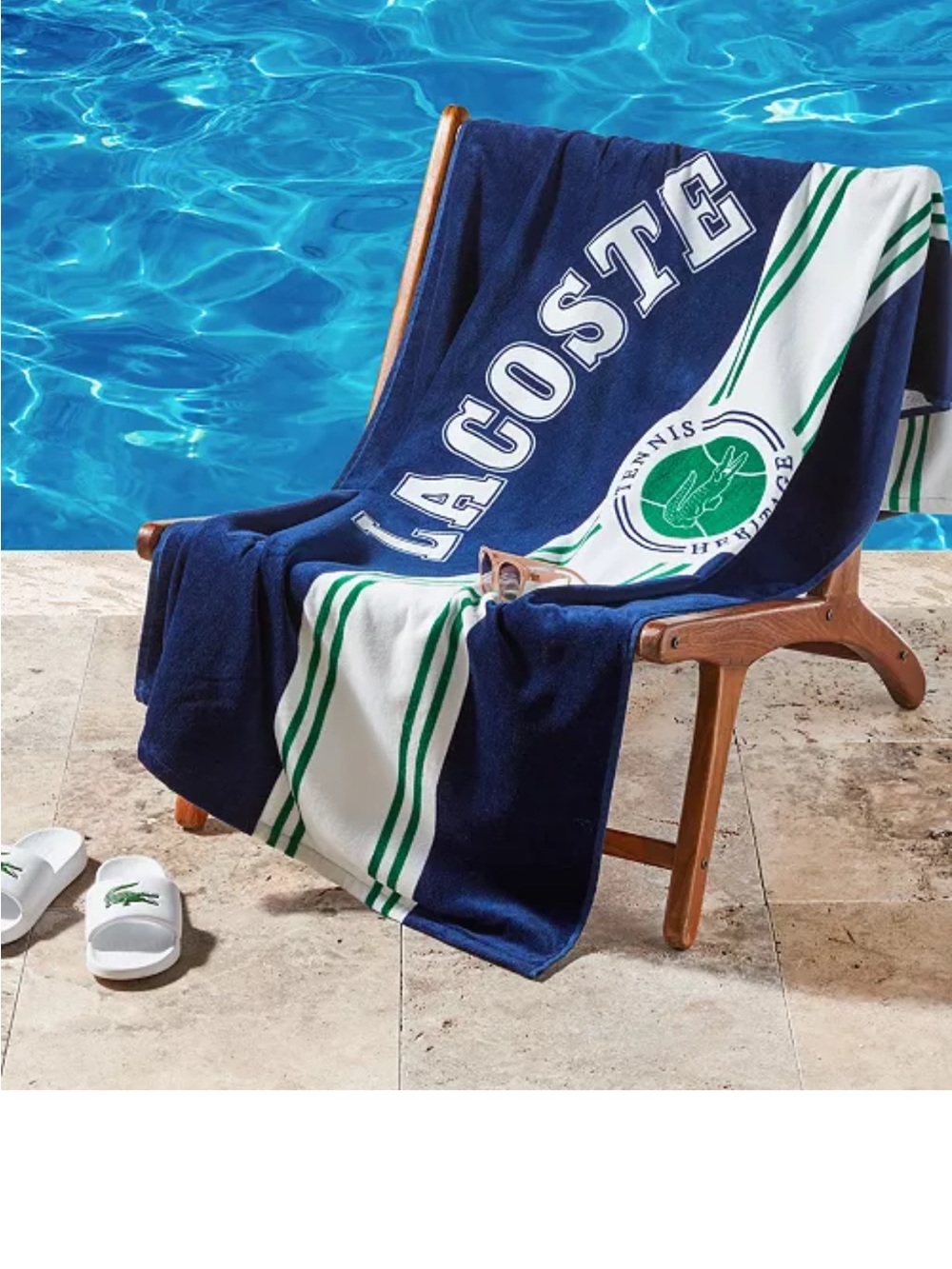 Lacoste Single Badge Cotton Beach Towel, 36" x 72"